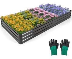 Promotions Lauko metalinė vazonų dėžė, 243.8x121.9x30.5 cm, Ruda Sidabrinė