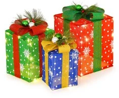 Promotions Kalėdinė dekoracija, LED dovanų dėžutės komplektas, 25,5x25,5x30,5 cm, daugiacoloris