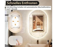 Promotions LED sieninis veidrodis, 80x50 cm, ovalus, sidabrinis