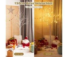 Promotions LED šviesų medis, beržo medis, 150x21x21 cm, šiltai balta