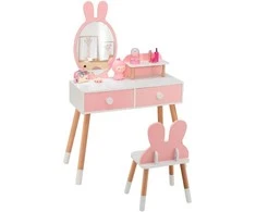 Promotions Makiažo staliukas, 2-in-1 princesės su veidrodžiu, 78x37x110 cm, rožinis