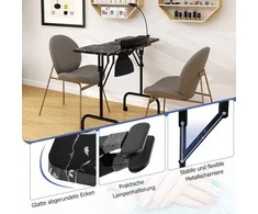 Promotions Manikiūro stalas, Sulankstomas nagų stalas su elektriniu dulkių surinkėju, 90x40x77 cm, baltas