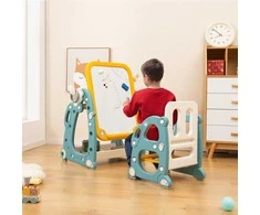 Promotions Vaikų piešimo stovas su kėdute, 78.7x54.6x69.9 cm, Mėlyna, Geltona