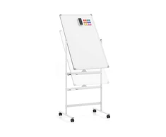 Promotions Dviejų pusių mobilioji balta lenta su rašiklių dėklu ir priedais, 60x90 cm, juoda