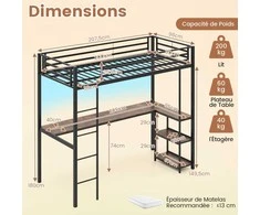Promotions Lofto Lova, 207,5x96x180 cm, Juoda ir Ruda