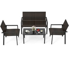 Lauko baldų komplektas Promotions Sodo baldų komplektas, 67,6x116,8x83,8 cm dvivietė sofa, 67,6x63,5x83,8 cm kėdės, 90,2x50,8x44,5 cm kavos staliukas, Ruda