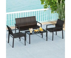 Lauko baldų komplektas Promotions Sodo baldų komplektas, 67,6x116,8x83,8 cm dvivietė sofa, 67,6x63,5x83,8 cm kėdės, 90,2x50,8x44,5 cm kavos staliukas, Ruda