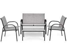 Promotions Lauko baldų komplektas, 108x62x80 cm dviems skirtas fotelis, 63,5x45x37 cm arbatos staliukas, Pilka