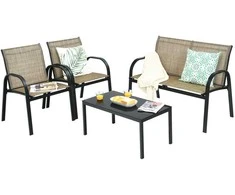 Promotions Lauko baldų komplektas, 107,9x61,9x80 cm dvivietė sofa, 63,5x45x37,1 cm arbatos staliukas, juoda pilka