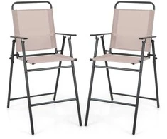 Promotions Lauko sulankstomas baro aukščio kėdė, 53.3x68.6x111.8 cm, smėlio spalvos