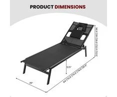 Promotions Lauko saulės gultas, 162,6x63,5x97,8 cm, juodas