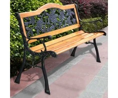 Promotions Lauko terasos suolas, ketaus ir Kembat mediena, 125.7x52.1x73.7 cm, juodos ir natūralios spalvos