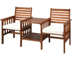 Lauko baldų komplektas Promotions Lauko terasos stalo ir kėdžių komplektas, akacijos medienos dvivietė sofa, 165,1x66x88,9 cm, balta