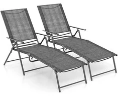 Promotions Sulankstomos terasos poilsio kėdės, 155x63,5x65 cm, pilkos spalvos