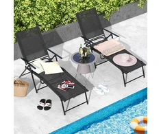 Promotions Sulankstomos terasos gultų kėdės, 155x63.5x65-101.6 cm, juodos spalvos