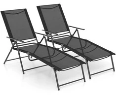 Promotions Sulankstomos terasos gultų kėdės, 155x63.5x65-101.6 cm, juodos spalvos