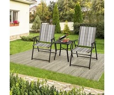 Promotions Sulankstoma lauko kėdė su dirželiu, 61x50.8x91.4 cm, pilka