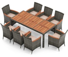 Lauko baldų komplektas Promotions Lauko valgomojo komplektas, 9 dalių, 190x90x74 cm, pilka ir smėlio spalvos