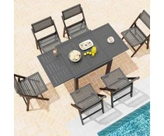 Promotions Lauko valgomojo stalas, 80x80x75 cm iki 160x80x75 cm, Pilkas