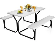 Promotions Piknikinis stalas su suolu, 137x150x72 cm, balta pilka