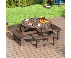 Lauko baldų komplektas Promotions Pikniko stalo komplektas, 179x179x70 cm, Geltona