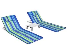 Promotions Reguliuojamų poilsio kėdžių komplektas, 151x55,5x27-47 cm, mėlynas