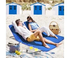 Promotions Reguliuojamos poilsio kėdės su sulankstomu stalu, 151x55,5x27-47 cm, mėlynos spalvos