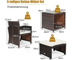 Lauko baldų komplektas Promotions Sodo baldų komplektas, rotangas, 59x53.5x77.5 cm, ruda balta