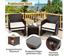 Lauko baldų komplektas Promotions Sodo baldų komplektas, rotangas, 59x53.5x77.5 cm, ruda balta