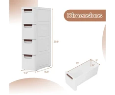 Promotions Riedantis organizatoriaus spintelė, 4 stalčiai, 41,9x19,1x109,2 cm, balta