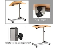 Promotions Reguliuojamas nešiojamojo kompiuterio stalas, 63.5x45.7x94 cm, Pilkas, Mediena
