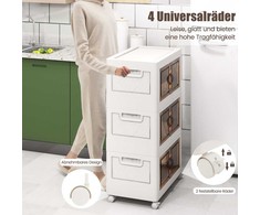Promotions Sandėliavimo dėžių rinkinys, dėžės su dangčiais, durelėmis ir ratukais, 49,5x31,5x86 cm, baltos ir rudos spalvos