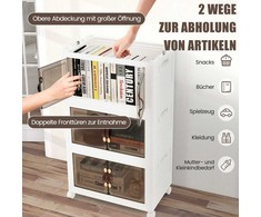 Promotions Sandėliavimo dėžių rinkinys, dėžės su dangčiais, durelėmis ir ratukais, 49,5x31,5x86 cm, baltos ir rudos spalvos