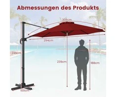 Promotions Kronšteininis skėtis nuo saulės, 305x247 cm, Raudonas