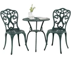 Lauko baldų komplektas Promotions Sodo baldų komplektas, liejinis aliuminis, 60x66 cm stalas, 51x41x87 cm kėdės, žalia