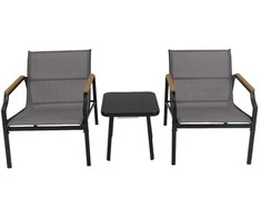 Lauko baldų komplektas Promotions Sodo baldų komplektas, 3 dalių, 70x61x76 cm kėdė, 44x44x42 cm stalas, Pilka