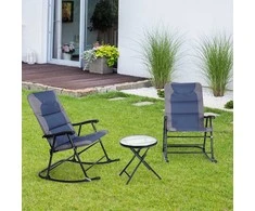 Lauko baldų komplektas Promotions Lauko supama kėdžių komplektas, 2 kėdės ir 1 apvalus stalas, 68x90x105 cm kėdė, 46x49 cm stalas, raudona juoda