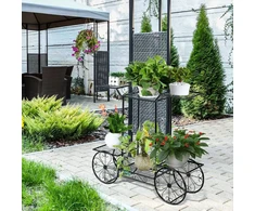 Promotions Sodo vežimėlis, 6 aukštų gėlių stovas, 81.3x25.4x76.2 cm, juodas