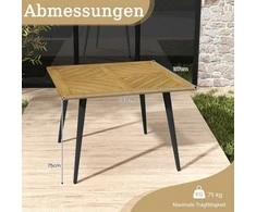 Promotions Sodo stalas, 107x107x75 cm, natūralios spalvos, juodas