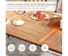 Promotions Sodo stalas, 200x90x75 cm, natūralios ir juodos spalvos