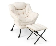 Fotelis Promotions Akcentinė sofa kėdė su sulankstomu pakoju, 80x73,7x96,5 cm, smėlio spalvos