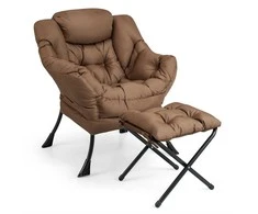 Promotions Akcentinė sofa kėdė su sulankstomu pakoju, 80x73,7x96,5 cm, smėlio spalvos