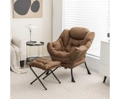 Promotions Akcentinė sofa kėdė su sulankstomu pakoju, 80x73,7x96,5 cm, smėlio spalvos
