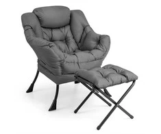 Fotelis Promotions Akcentinė sofa kėdė su sulankstomu pakoju, 80x73,7x96,5 cm, pilka