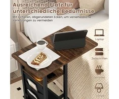 Promotions Šoninis staliukas, C formos su įkrovimo stotele, 69x30x69 cm, Ruda juoda
