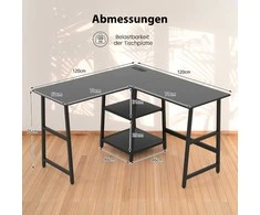 Promotions Rašomasis stalas, L formos kampinis stalas, 120x120x75 cm, Juodas