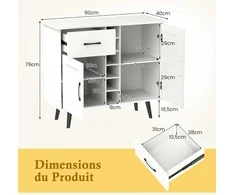Promotions Komoda su vyno laikikliu, 90x40x79 cm, balta