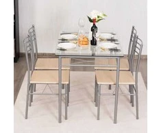 Promotions Valgomojo stalo komplektas, 107x70x76 cm, Medis, Sidabrinė