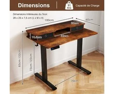 Promotions Elektrinis sėdėjimo ir stovėjimo stalas, 100x60x73-122 cm, rudas