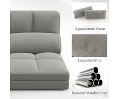 Promotions Sulankstoma grindų sofa, 72x102x54 cm, šviesiai pilka